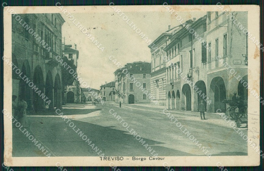 Treviso Città Borgo Cavour PIEGHE cartolina QT3948 – fronte