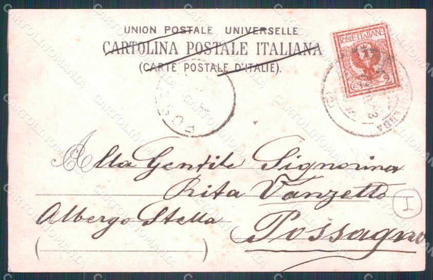 Treviso Città Ponte San Martino 1903 Savoia PIEGHINA Foto cartolina QT3961 – retro