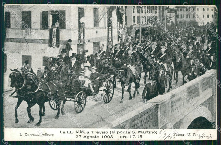 Treviso Città Ponte San Martino Savoia 1903 Carrozza cartolina QT3966 – fronte