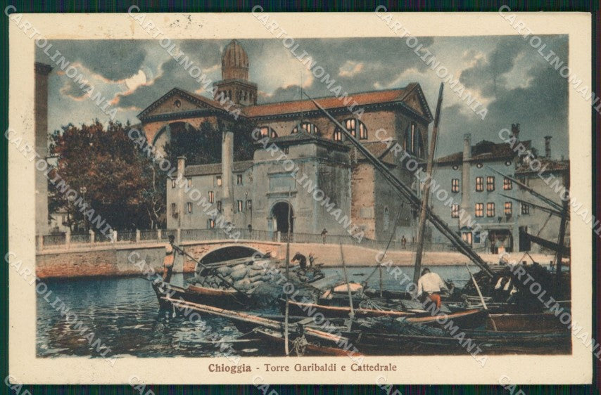 Venezia Chioggia Torre Garibaldi Barche Chiaro di Luna cartolina QT3983 – fronte