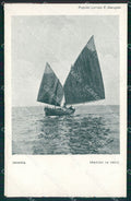 Venezia Chioggia Barca Bragozzo ABRASA PIEGA cartolina QT3984 – fronte