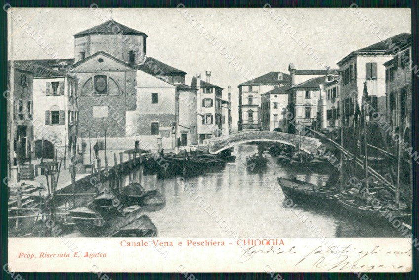 Venezia Chioggia Canale Vena Barche PIEGA cartolina QT3987 – fronte