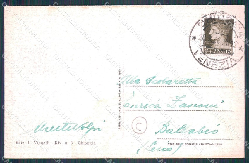 Venezia Chioggia Canal Vena cartolina QT3999 – retro