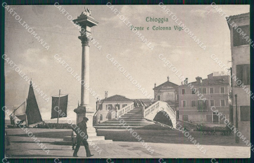 Venezia Chioggia Ponte e Colonna Vigo cartolina QT4017 – fronte