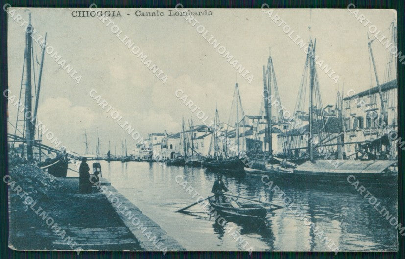 Venezia Chioggia Canale Lombardo Barche RIFILATA STRAPPINO cartolina QT4018 – fronte