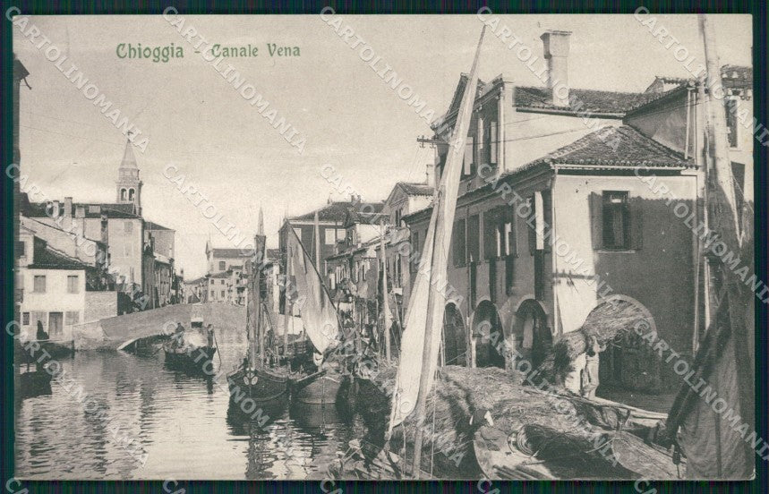 Venezia Chioggia Canale Vena Barche PIEGHINA cartolina QT4024 – fronte