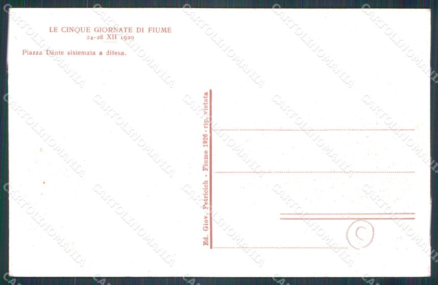 Croazia Fiume Cinque Giornate di Militari cartolina QT4082 – retro