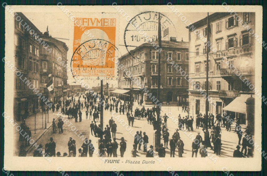 Croazia Fiume Piazza Dante ABRASA cartolina QT4086 – fronte