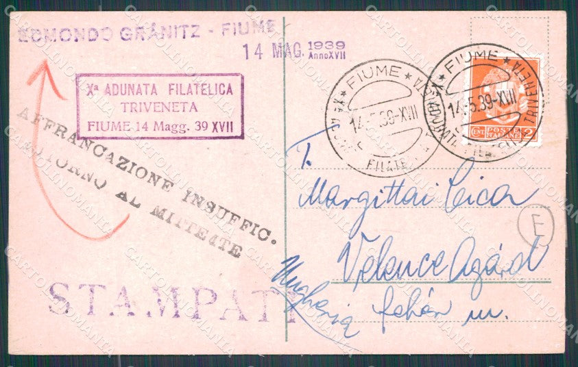 Croazia Fiume Carretto cartolina QT4100 – retro