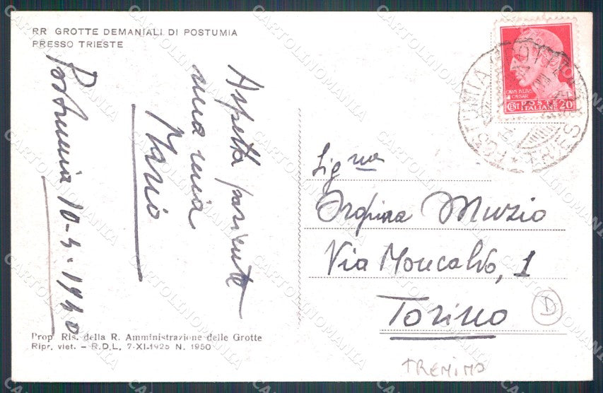Slovenia Postumia Grotte di cartolina QT4111 – retro