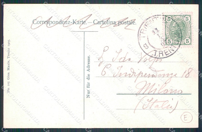 Trento Città Borgo Nuovo PIEGHINA cartolina QT4145 – retro