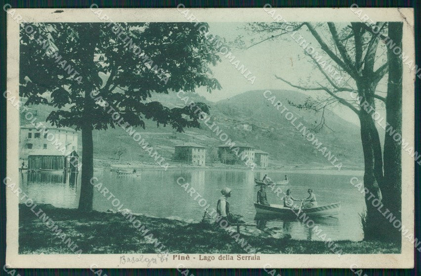 Trento Baselga di Pinè Lago della Seraia Barca PIEGHINA cartolina QT4180 – fronte