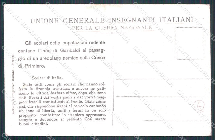 Trento Fiera di Primiero Conca di Garibaldi cartolina QT4184 – retro