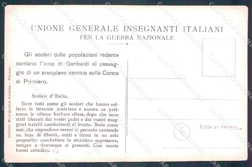 Trento Fiera di Primiero Conca di Garibaldi ANGOLINO SCOLLATO cartolina QT4186 – retro