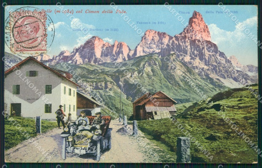 Trento Passo Rolle Auto Cimon della Pala cartolina QT4187 – fronte