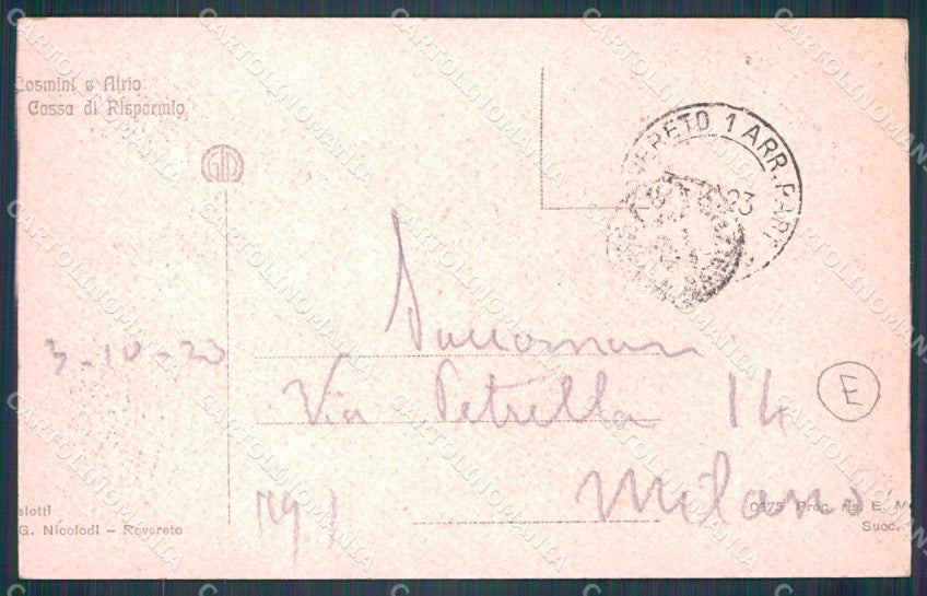 Trento Rovereto Cassa di Risparmio cartolina QT4246 – retro