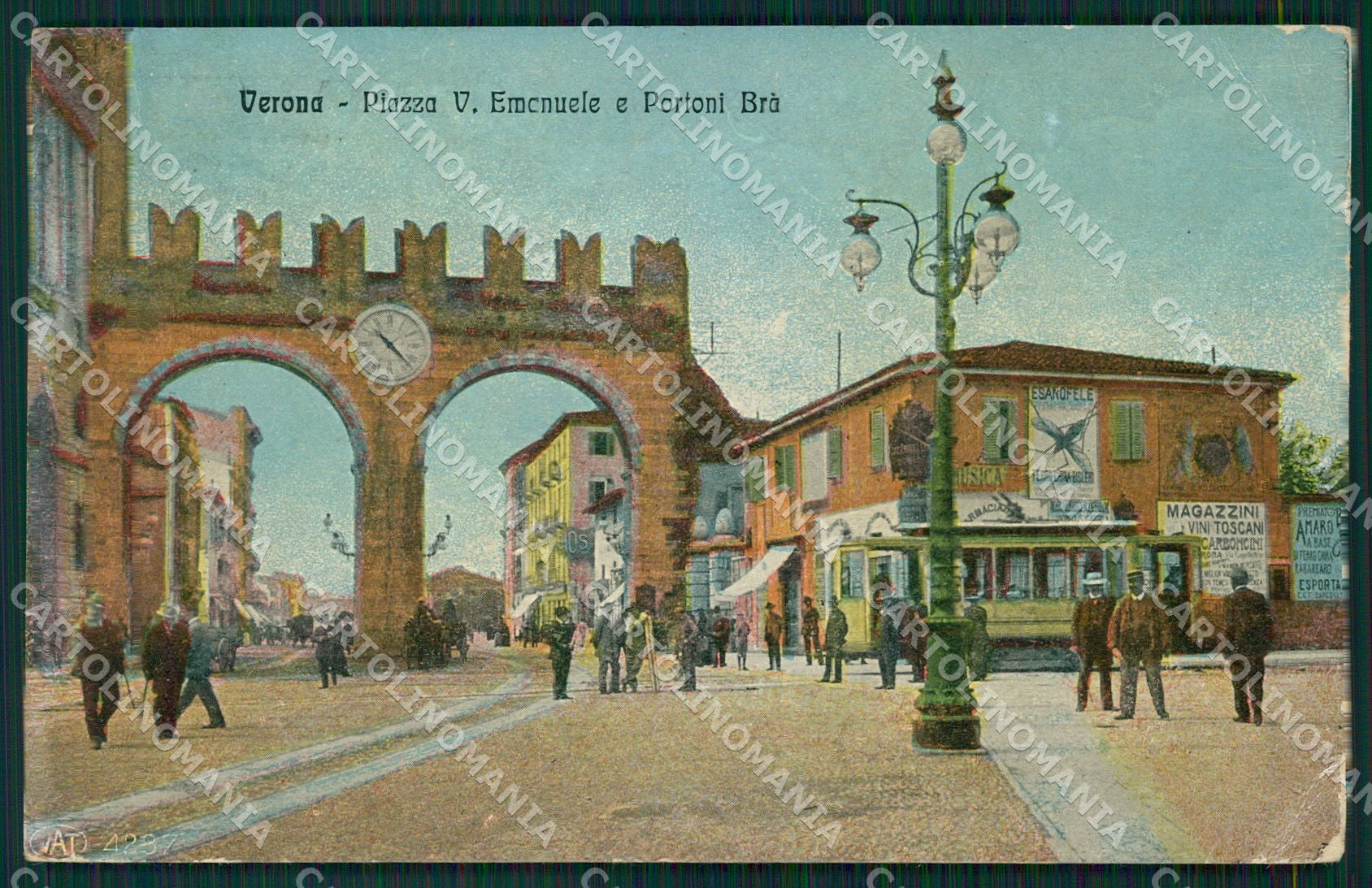 Verona Città Piazza Vittorio Emanuele Alterocca 4287 Tram PIEGHINE cartolina QT4 – fronte