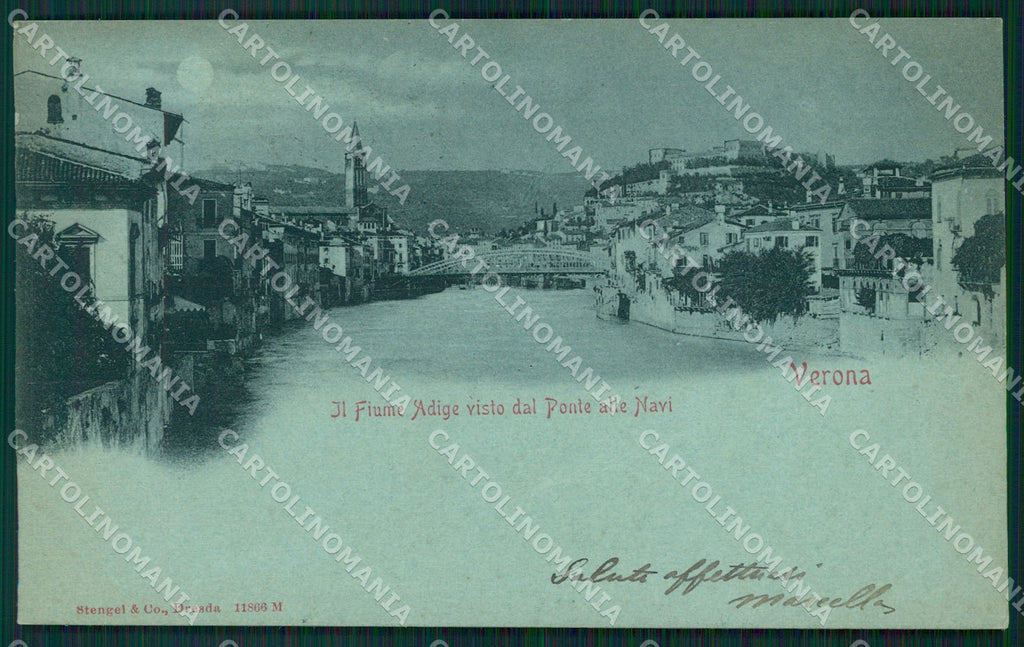 Verona Città Chiaro di Luna PIEGHINA cartolina QT4345 – fronte