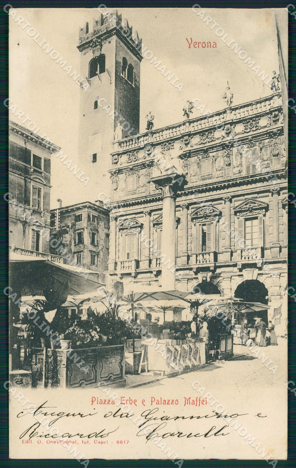 Verona Città Piazza Erbe FORO cartolina QT4347 – fronte