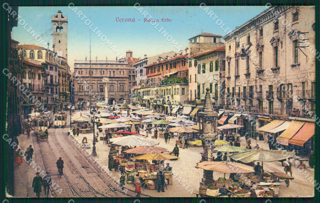 Verona Città Piazza Erbe Mercato cartolina QT4348 – fronte