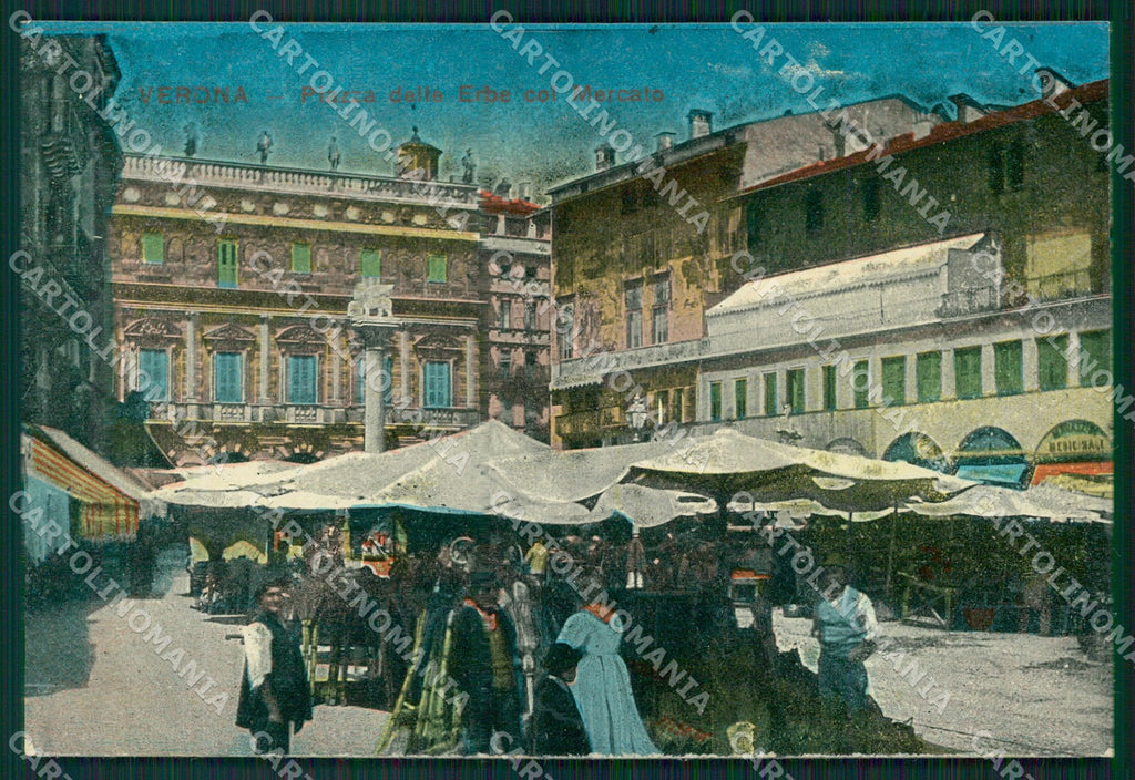 Verona Città Piazza Erbe cartolina QT4352 – fronte