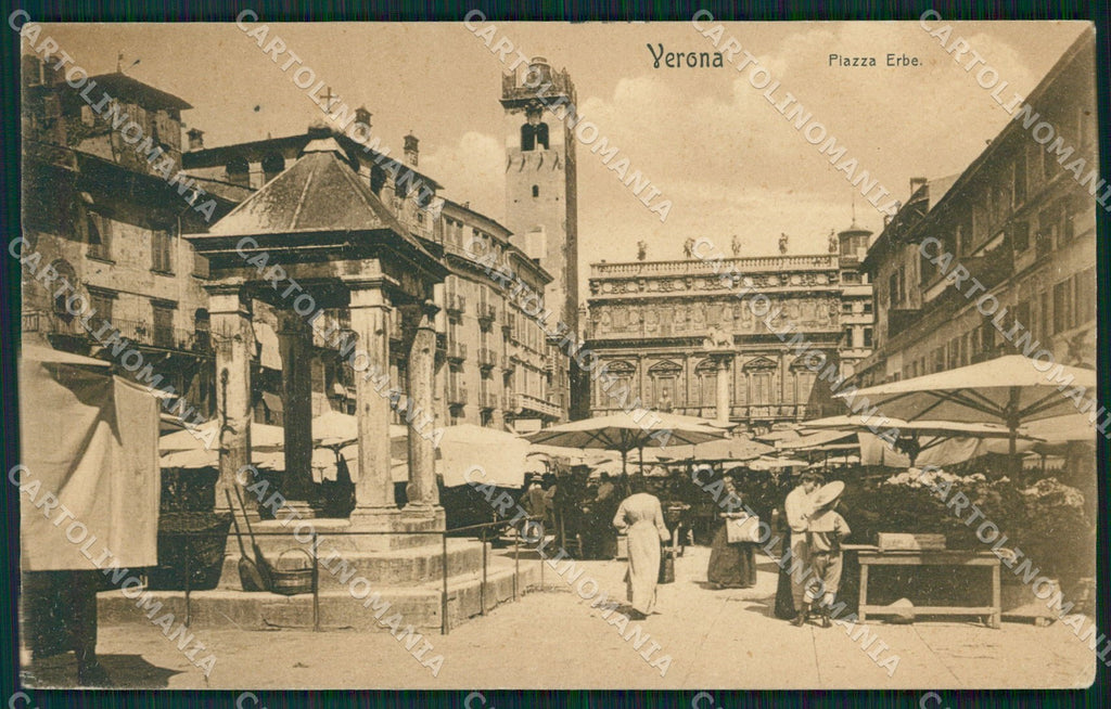 Verona Città Piazza Erbe Mercato cartolina QT4364 – fronte