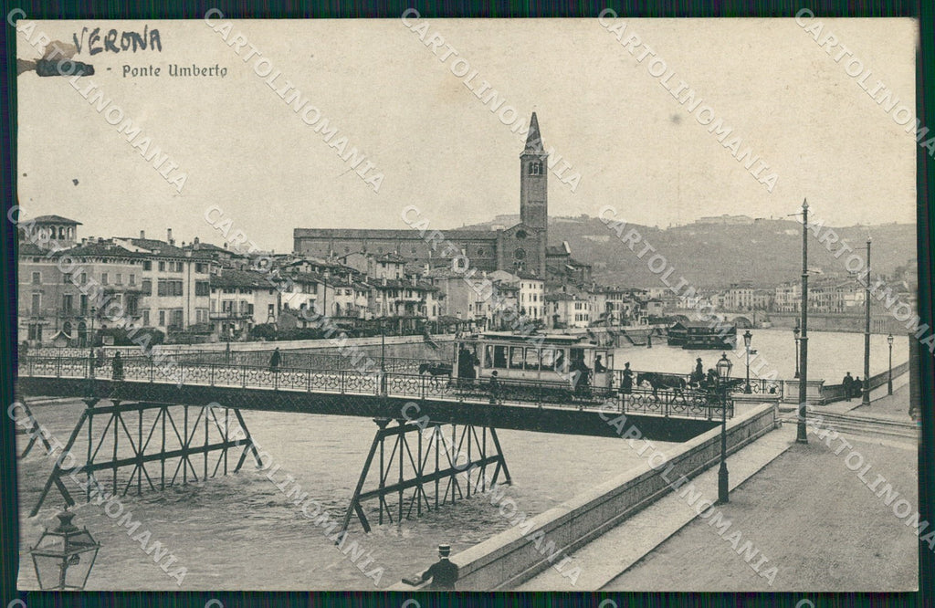 Verona Città Ponte Umberto Tram cartolina QT4369 – fronte