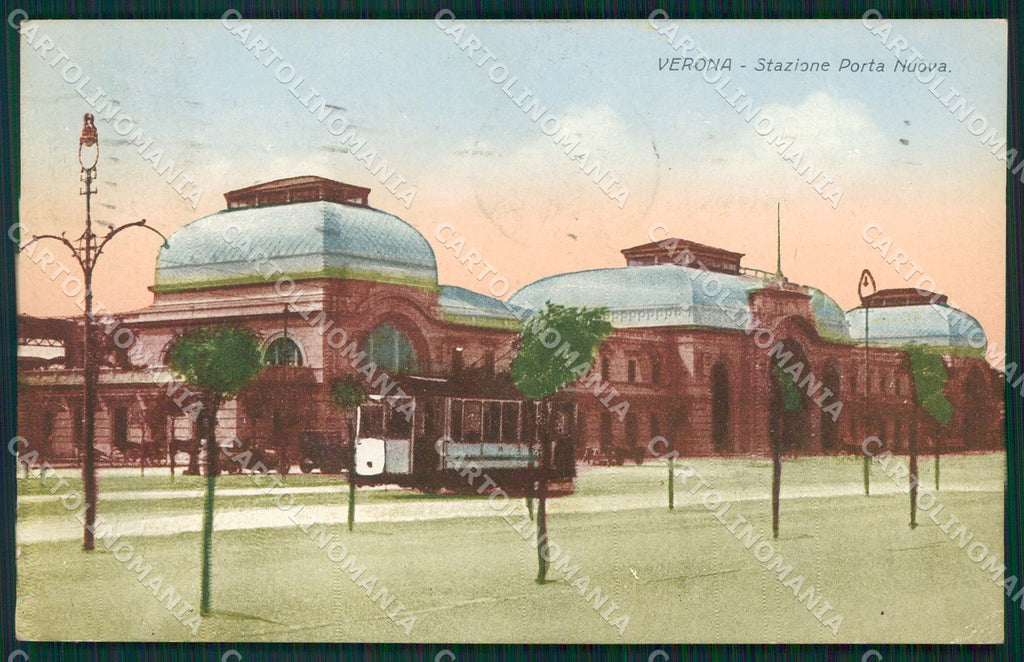 Verona Città Stazione Tram cartolina QT4374 – fronte