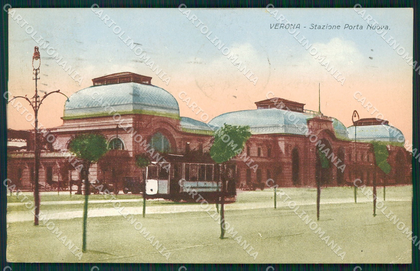 Verona Città Stazione Tram cartolina QT4374 – fronte
