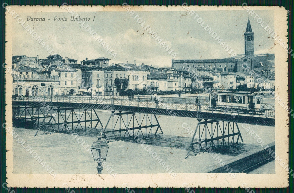 Verona Città Ponte Umberto I Tram cartolina QT4395 – fronte