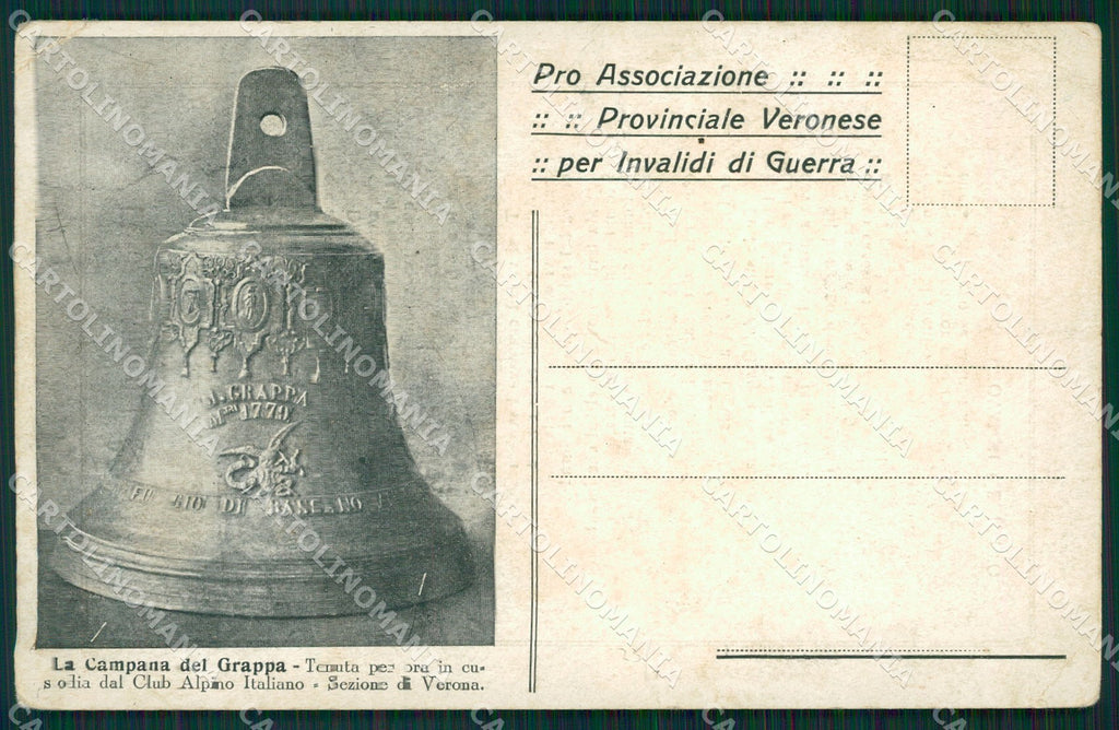 Verona Città Campana Grappa CAI PIEGHE cartolina QT4398 – fronte