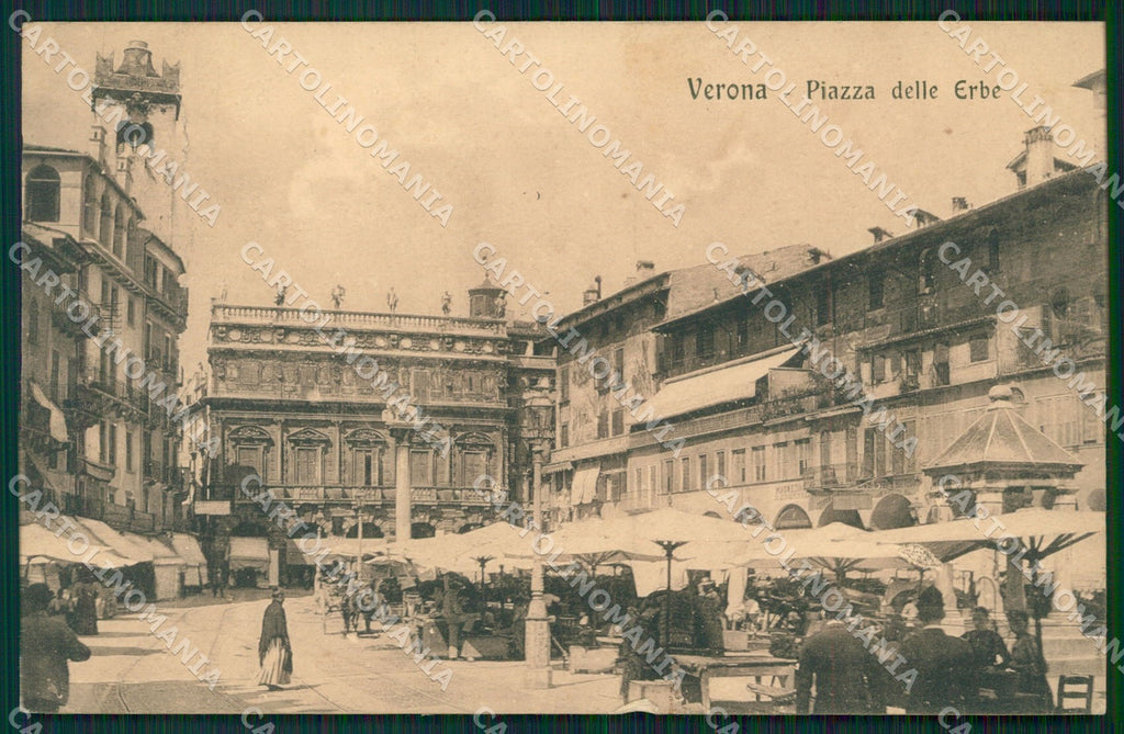 Verona Città Piazza Erbe Mercato PIEGA cartolina QT4414 – fronte