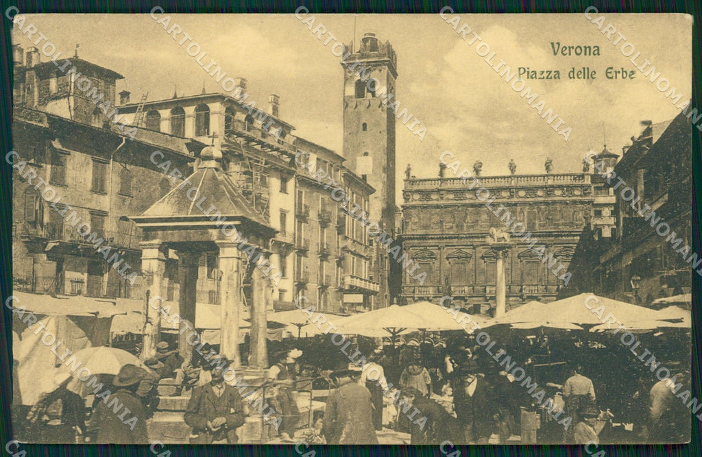 Verona Città Piazza Erbe Mercato cartolina QT4430 – fronte