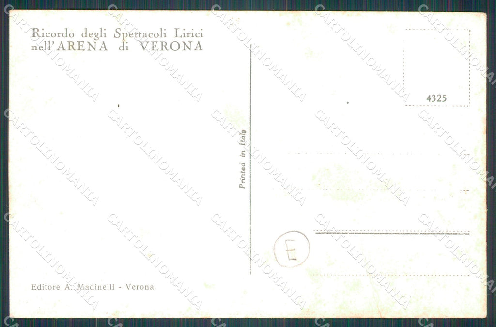 Verona Città Arena Opera PIEGA cartolina QT4431 – retro