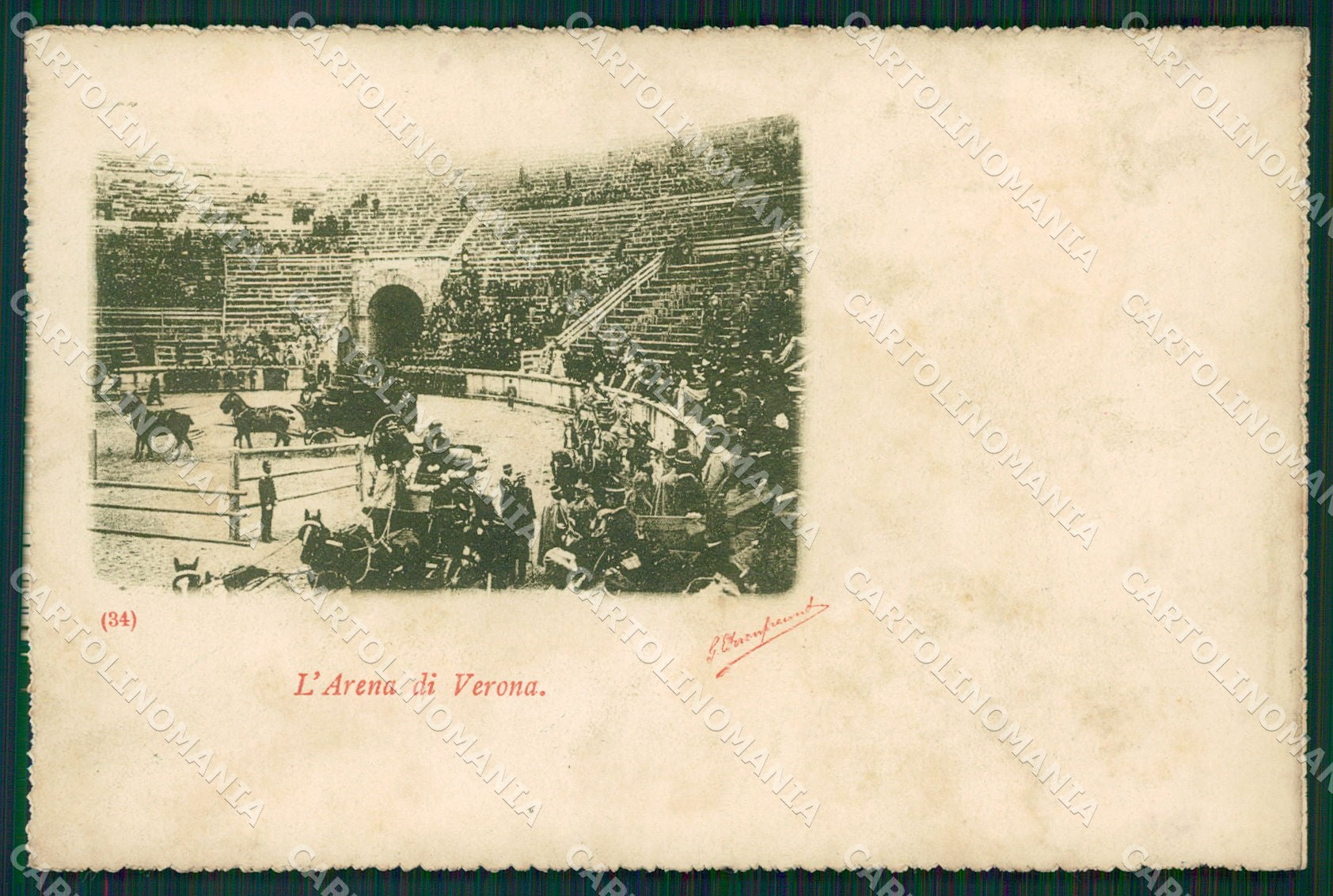 Verona Città Arena REINCOLLATA cartolina QT4441 – fronte