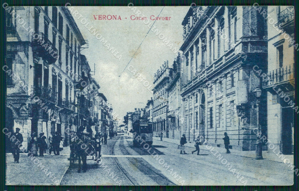 Verona Città Corso Cavour Tram MACCHIA cartolina QT4456 – fronte