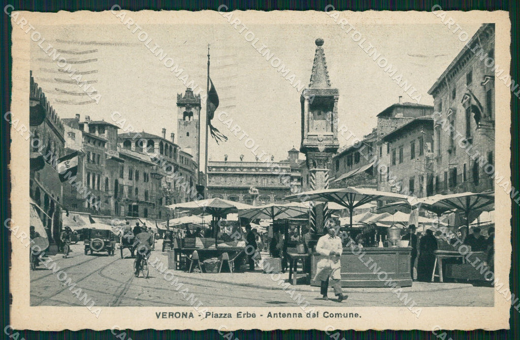 Verona Città Piazza Erbe Mercato PIEGHINA cartolina QT4466 – fronte
