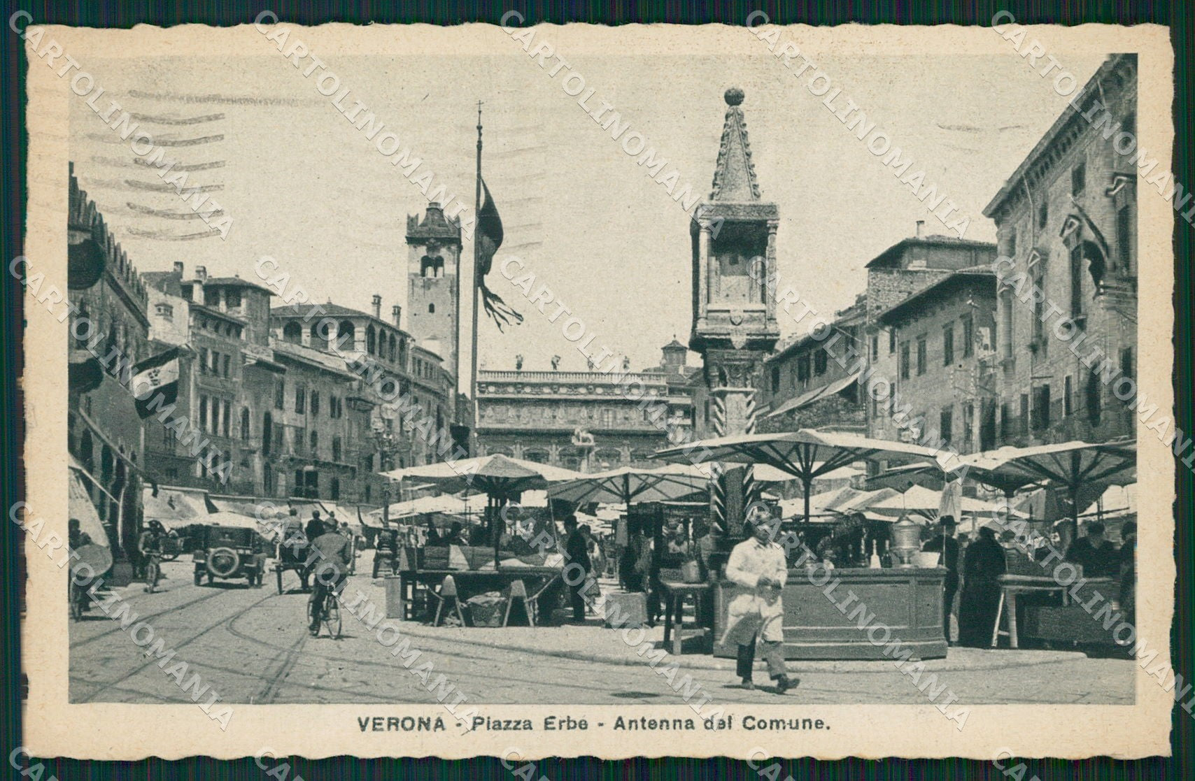 Verona Città Piazza Erbe Mercato PIEGHINA cartolina QT4466 – fronte