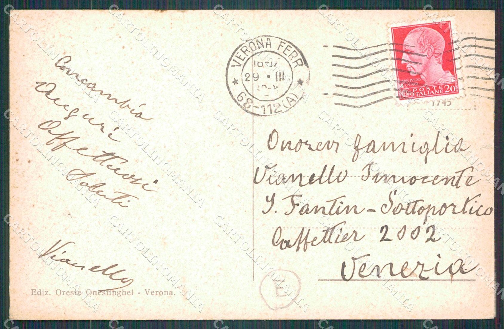 Verona Città Piazza Erbe Mercato cartolina QT4468 – retro