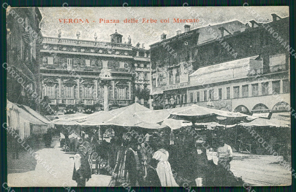Verona Città Piazza Erbe Mercato STRAPPINI cartolina QT4470 – fronte