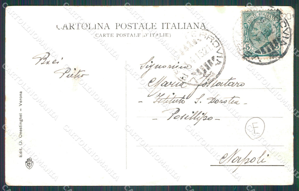 Verona Città Piazza Erbe Mercato MACCHIE cartolina QT4475 – retro