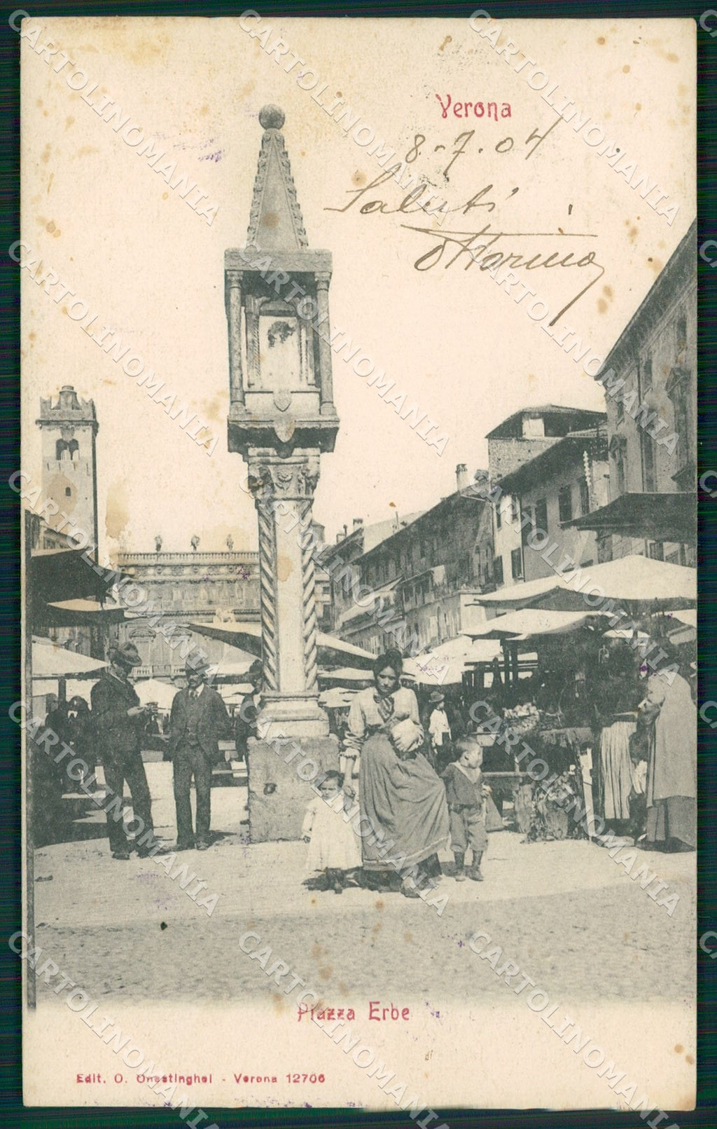 Verona Città Piazza Erbe Mercato cartolina QT4480 – fronte