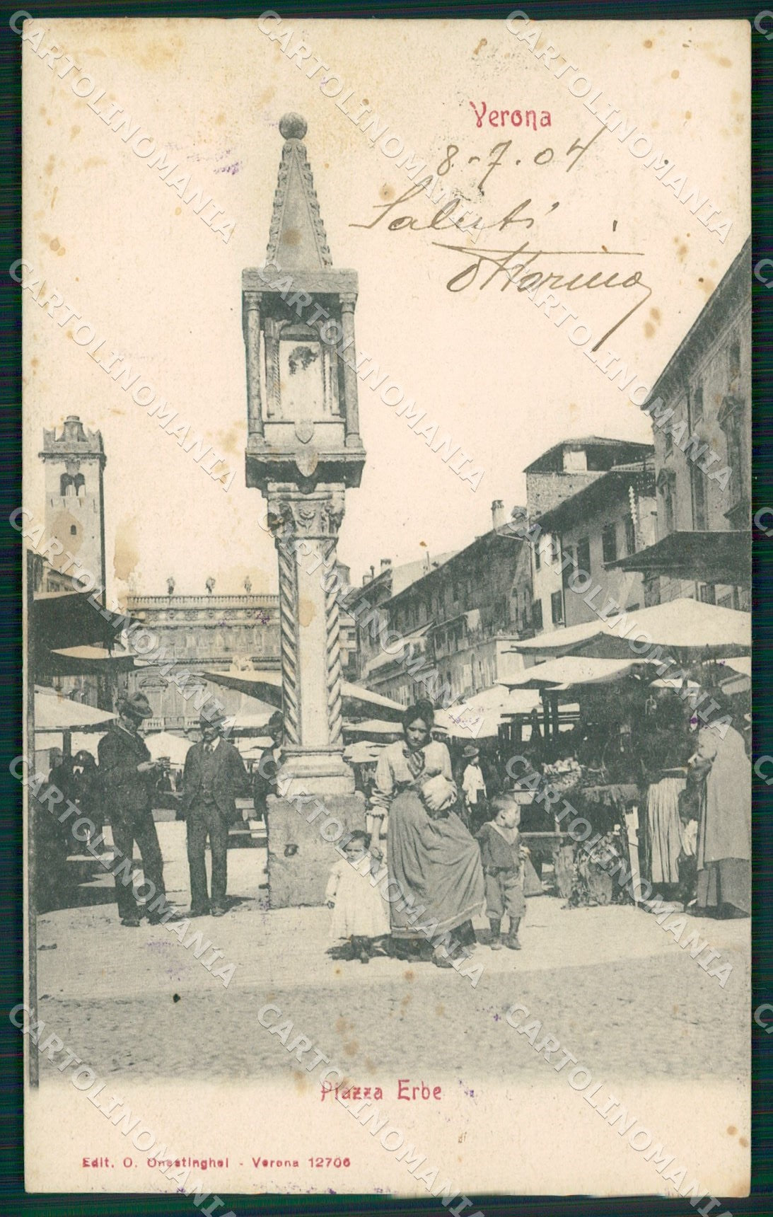 Verona Città Piazza Erbe Mercato cartolina QT4480 – fronte