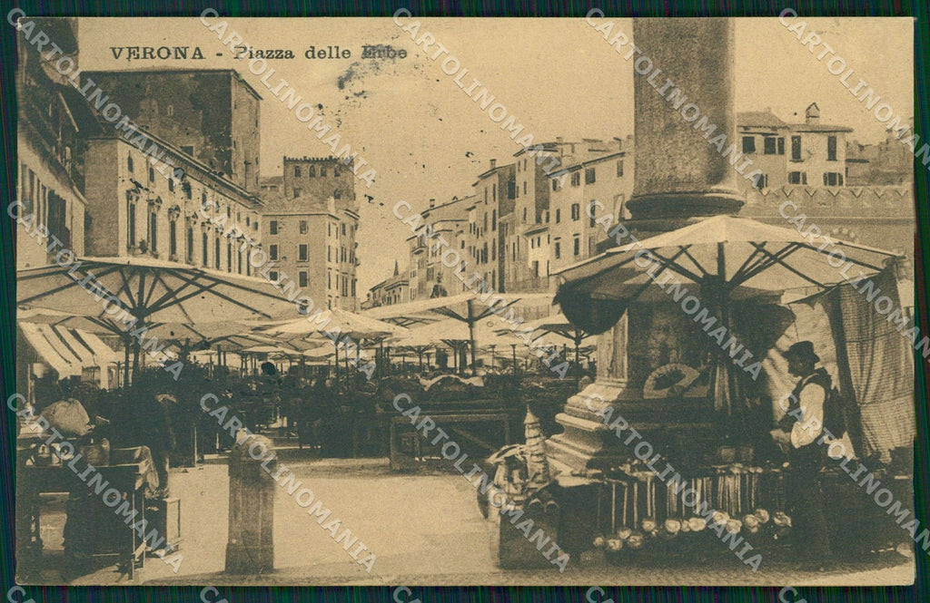Verona Città Piazza Erbe Mercato cartolina QT4506 – fronte