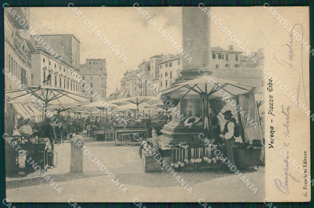 Verona Città Piazza Erbe Mercato cartolina QT4521 – fronte