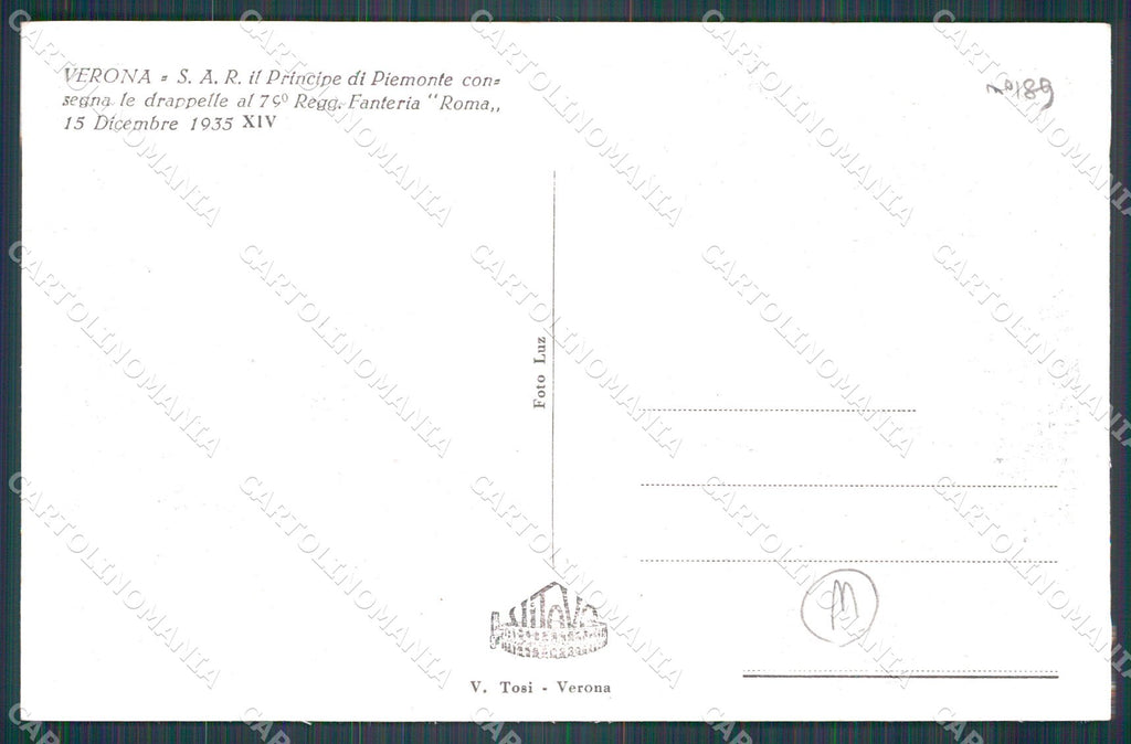 Verona Città Savoia Militari cartolina QT4522 – retro