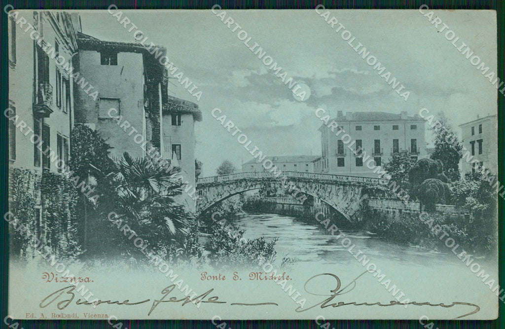 Vicenza Città Ponte San Michele Chiaro di Luna PIEGHINA cartolina QT4593 – fronte