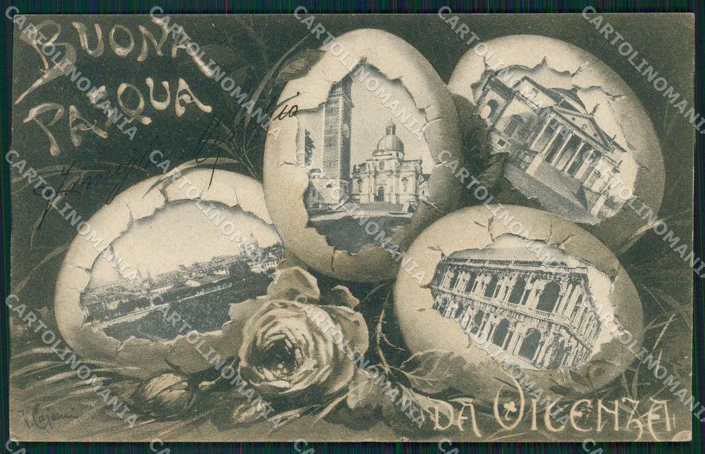 Vicenza Città Buona Pasqua cartolina QT4612 – fronte