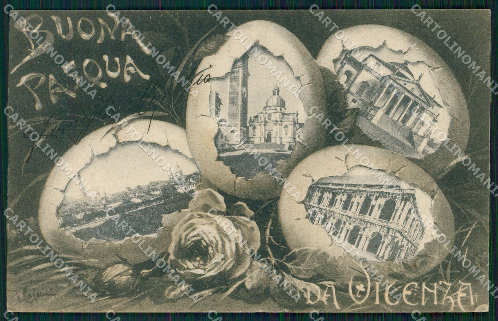 Vicenza Città Buona Pasqua cartolina QT4612 – fronte