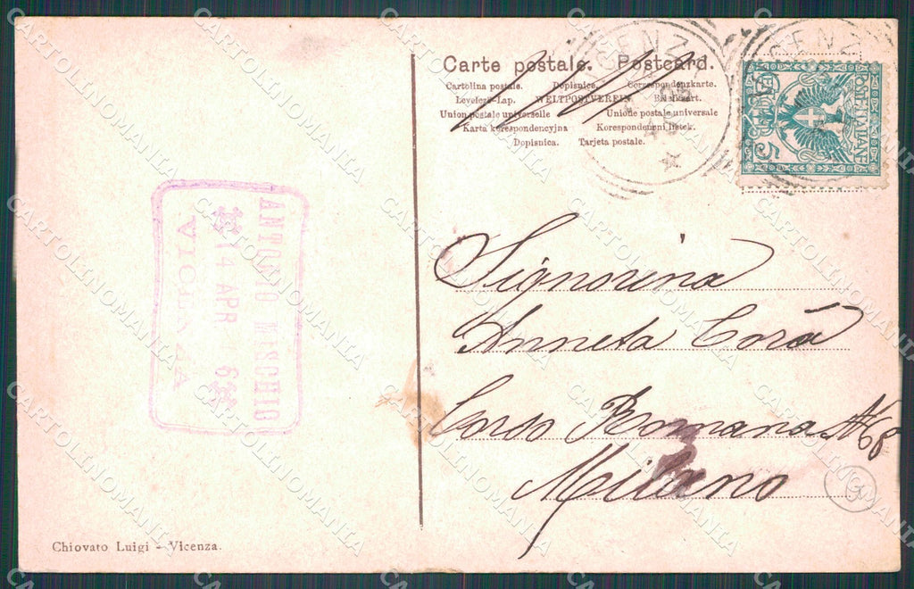 Vicenza Città Buona Pasqua cartolina QT4612 – retro
